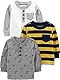 Simple Joys by Carter’s Baby-Jungen Long-Sleeve, Pack of 3 T-Shirt, Gelb Streifen/Grau Dinosaurier/Weiß, 5 Jahre (3er Pack)