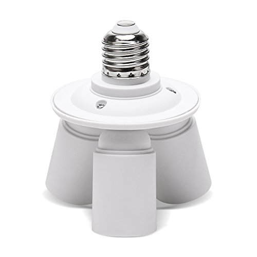 JACKYLED 3 in 1 Light Socket Splitter E26E27 Base Standard Lights Bulbs Adapter Converter