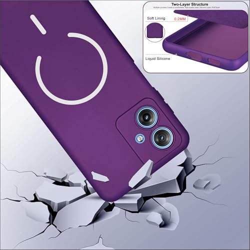 Image of SBMS Silicone Back Cover Case for Motorola Moto G54 / Moto G64 5G | Soft Micro-Fibre Lining Inside | Magsafe Print On Back Side Camera Protection Bump | Shockproof Case for Moto G54 5G (Purple)