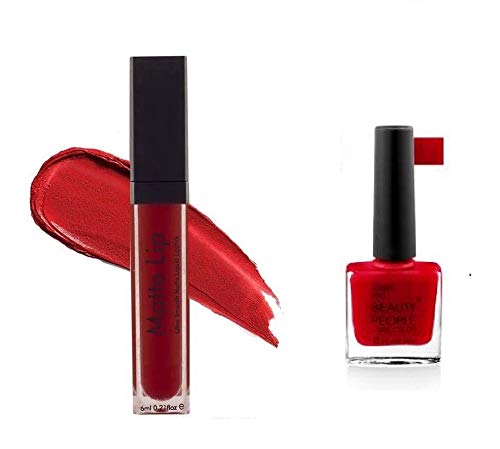 Preyansh Matte Me Liquid Lipstick-Maroon With Nail Art