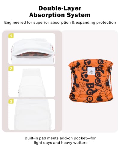 Image of CuteBone Dog Diapers Male Halloween Belly Bands 3 Pack for Male Dogs Reusable Puppy Wraps DM82XS