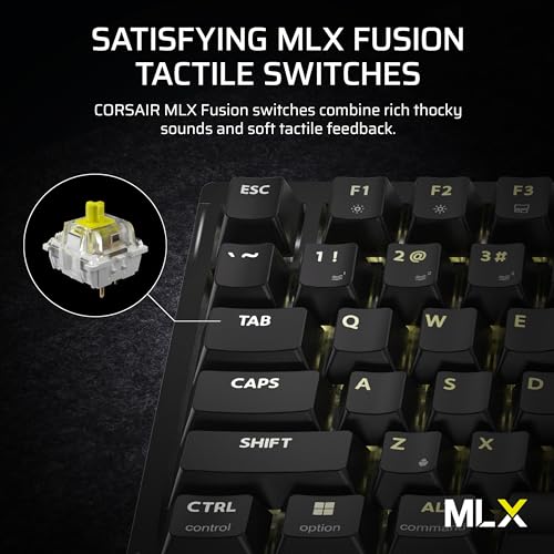 K65 PLUS WIRELESS Tastiera meccanica da gioco 75% RGB, sostituibile a caldo – Switch tattili MLX Fusion pre-lubrificati, riduzione del rumore a due strati, tasti PBT – QWERTY NA – Nero - Tastiera gaming - Immagine 3