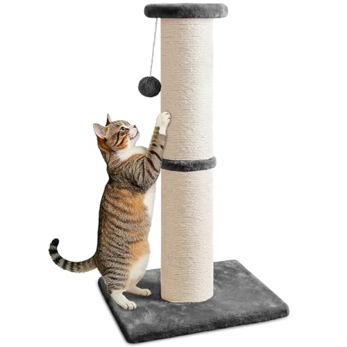 Rascador PAWSCRAT para gatos 81 cm alto sisal natural con bola miniatura 1