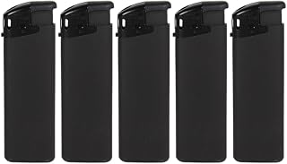5 Lighters Black Matt Slim Line Lighter Normal Flame Soft Flame Gas Refillable Flam…