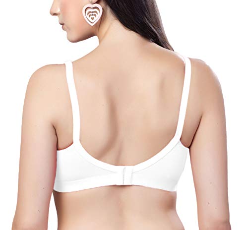 Image of SIMONI Cross Fit Polycotton Non-Wired Non-Padded Full Coverage Cups Bra, Comfortable Everyday T-Shirt Bra for Women and Girls