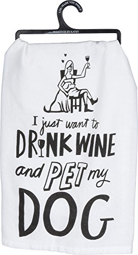 Primitives-by-Kathy-36921-LOL-Made-You-Smile-Dish-Towel-28-Inch-Square-Drink-Wine-and-Pet-My-Dog Primitives by Kathy 36921 LOL Made You Smile Dish Towel 28 Inch Square Drink Wine and Pet My Dog