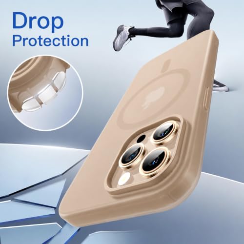 Image of DIZORO Matte Case for iPhone 16 Pro Max Compatible with MagSafe, Camera Lens Full Protection, Shockproof Translucent Frosted TPU Soft Phone Cover, Anti-Fingerprint (Desert)