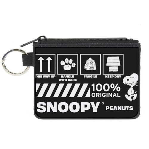 Buckle-Down Peanuts Wallet Coin Purse Peanuts Snoopy Care Symbols 100% Original Black White Canvas