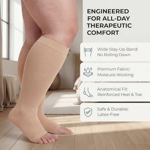 Image of MGANG Knee High Compression Socks 20-30mmHg, Varicose Veins, Short Length
