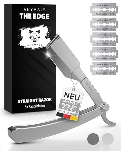 ANYMALE Premium Rasiermesser \"The Edge\" - Herren Set mit 5 Wechselklingen - Barbier Messer aus rostfreiem Edelstahl - Rasierer für Bart und Konturen - Lunar Edition ANYMALE Premium Rasiermesser \"The Edge\" - Herren Set mit 5 Wechselklingen - Barbier Messer aus rostfreiem Edelstahl - Rasierer für Bart und Konturen - Lunar Edition
