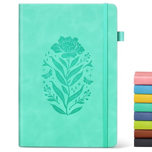 Carnet de notes ligné A5 vert en cuir pour organiser travail et école
