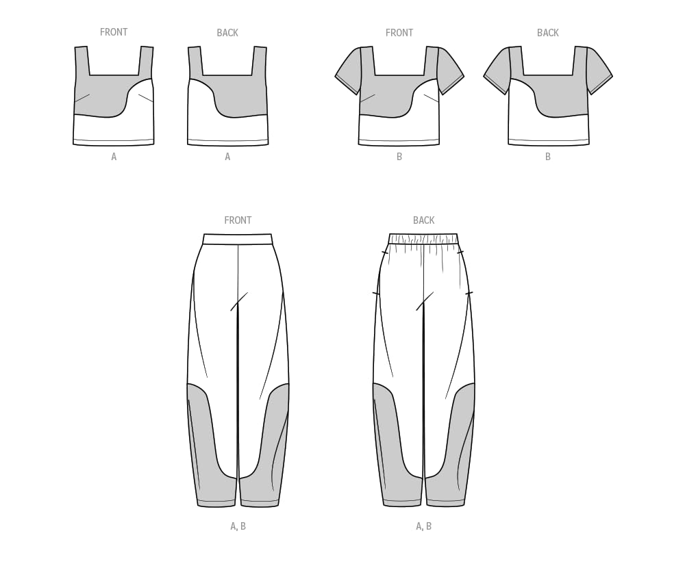 McCall's Know Me Bayan Kazak Kırpma Üstler ve Pull-on Pantolon Dikiş Desen Seti, Tasarım Kodu ME2033, Bedenler 18-20-22-24-26