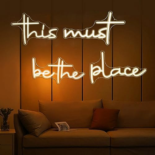 Image of Sunchayi This Must Be The Place Neon Sign 80.5 inch x 14.3 inch Light for Home Bedroom Cafe Bar Hanging Wall Decor Sign Anniversaries Wedding Birthday Backdrop （Super Large Style）