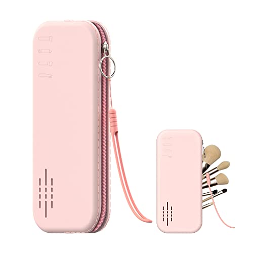 Travel Makeup Brush Holder, Silicone Portable Makeup Brush Case Bag With Air Holes, Soft And Waterproof Cosmetic Organizer Bag Trendy Travel Makeup Bag With Zipper Makeup Pouch For Women (Pink) #TOP2