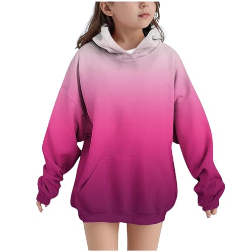 DDAPJ pyju Hoodies for Girls Cute Casual Pullover Tie Dye Long Sleeve Oversized Sweatshirt Tops with Pocket 4-14 Years2