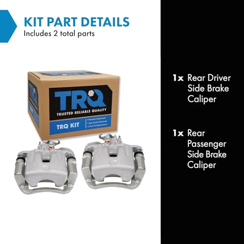 Image of TRQ Rear Driver and Passenger Side Brake Caliper Set Caliper Brackets Hardware Compatible with 2014-2018 Kia Soul