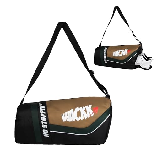 Image of Whackk Armstrong Blk Khaki 33L Gym Fitness Workout Training Sports Travel Duffle Bag Separate Shoe Pocket Dry Wet Pocket Multipurpose Carry Bag Adjustable Strap Lightweight Sports Kit Men Women