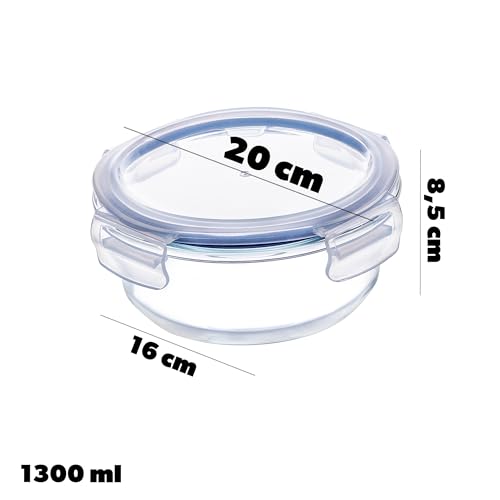 KADAX Glasbehälter Set mit Deckel, 3 Größen 370/1300/1520 ml, luftdichte Frischhaltedosen aus Glas, Vorratsdosen für Meal Prep… – Ansicht 4