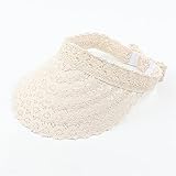 MAJFK Frauen Spitze Sonnenhut Lose Strandhüte UV Schutz Sommerhut Frauen Verstellbare Breiter Krempe Sonnenhut Damen Leerer Zylinder,Beige