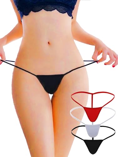 MOANATURA Tangas Mujer Pack. 3 Tanga Sexy Mujer Lencería. Tanga Hilo. Bragas Ropa Interior. Lencerías Mujeres Sexys Micro Talla Única (XS, S, M), Braga Mini Sexy. Rojo, Negro y Blanco.
