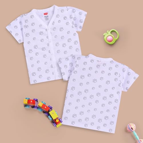 Image of LuvLap Baby Girls Regular Fit 100% Cotton Half Sleeves Girls Jhabla Shirt Pack of 4