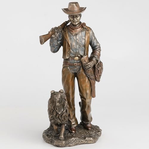 Figura Decorativa Cowboy con Perro en Bronce miniatura 2
