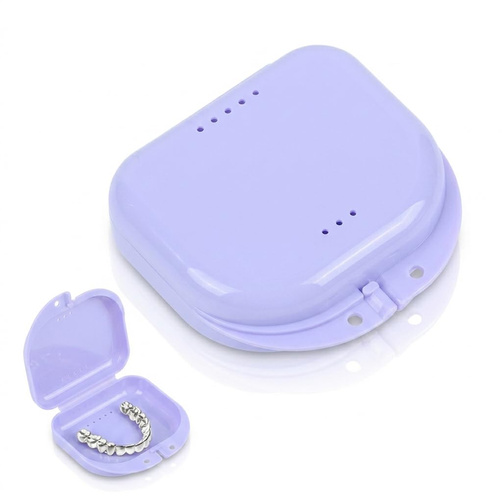 ZIBUYU® Portable Retainer Case, Dental Denturer Box for Aligners, Night Guards & Dentures, BPA-Free PP Travel Case with Ventilation Holes & Snap Lock, Purple-picture-21