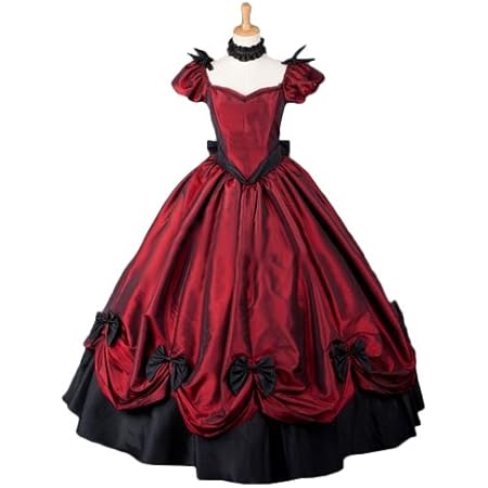 Amazon ロリータドレス 赤色 半袖 ゴシックワンピース ゴスロリ ドレス ロング丈 メイド衣装 パニエ 内蔵 プリンセス なりきり 男女兼用 Lolita Dress 男性 Xl コスプレ 仮装 通販