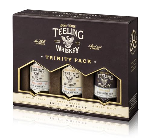 Teeling Irish Whiskey Trinity Gift Pack, 46% ABV, 3 x 5cl / 50ml, Including Single Grain, Small Batch and Single Malt Irish Whiskey