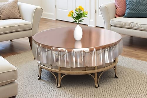 Image of The Furnishing Tree Round Shaped Center Transparent Table Cover WxL 42x42 inches 0.25 mm Thickness Without Lace