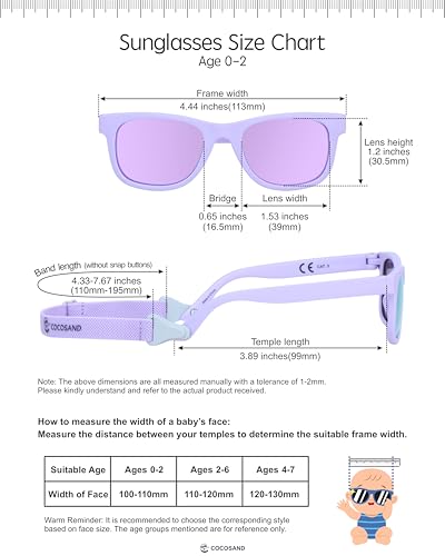 Image of COCOSAND Flexible Polarized Baby Sunglasses with Strap | UV Protection, Bendable, For Toddler Infant Newborn Girl Boy, Age 0-24 Months