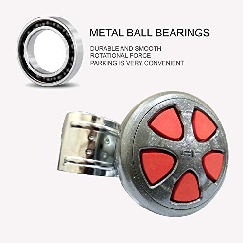 Image of Oshotto Power Handle (SK-014) Car Steering Wheel Knob Compatible with Ford Aspire (Red)