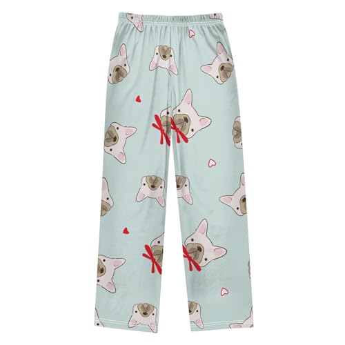 Bow Tie Puppy Boys Pants Boys Athletic Pants Long Pant for Boywith Pockets Wide-Leg Size 6-14Y2