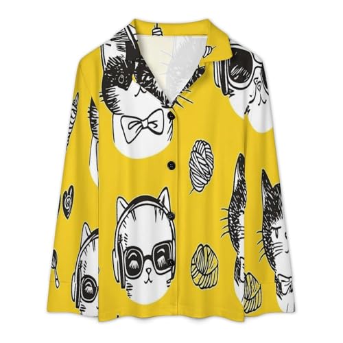 Pyjama femme chat de dessin animé imprimé drôle et chic
