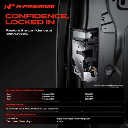 Image of A-Premium Right Passenger Side Sliding Door Lock Latch Actuator | Compatible with 2014-2017 Ram ProMaster 1500, ProMaster 2500, ProMaster 3500