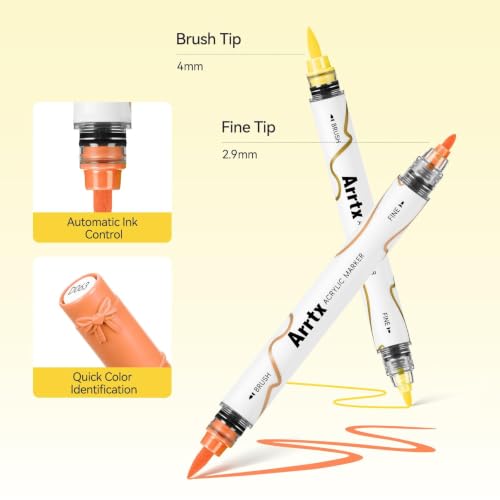 Arrtx 66 Colors Acrylic Paint Pens, Dual Tip Markers with Liquid Ink, No Pumping Needed, for Rock, Wood, Canvas, Ceramic, Glass, DIY Crafts & Art Supplies image 9
