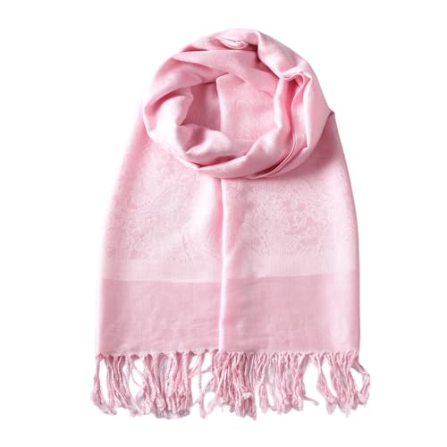 TUSHUSTY Pashmina Feel Shawls Wraps Rave Scarf for Women Soft Silky Reversible Men Scarves Hijab Light Pink