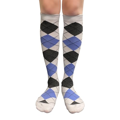 Image of Couver Women's Argyle Knee High Socks - Soft Acrylic Over the Calf Tube Style Socks for Casual Athletic - One Size