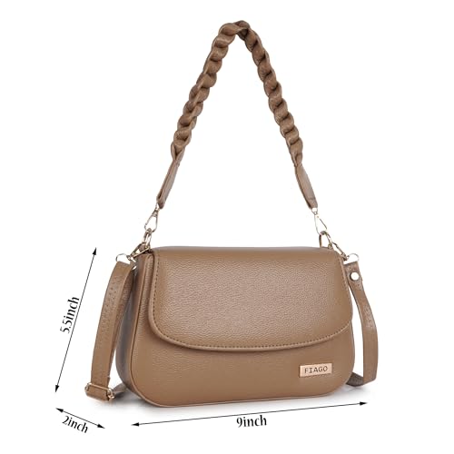 Image of FIAGO Women's Stylish Crossbody Sling Bag, Faux Leather, Braided Strap, Flap Closure, Casual Fashion Shoulder Purse