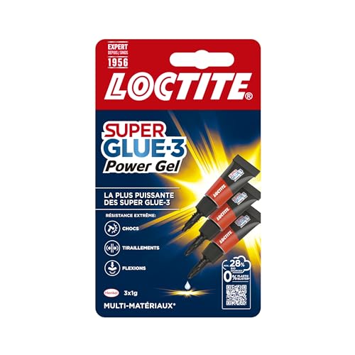 Loctite | Super Glue-3 Power Gel Mini Dose (lot de 3 tubes de 1 g) – Colle forte transparente enrichie en caoutchouc – Mini-dose de colle gel...
