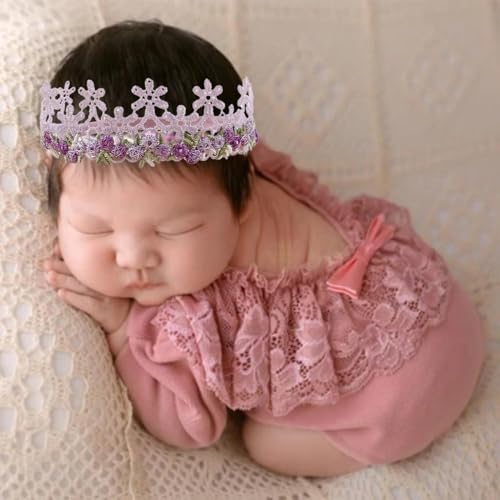 Baby Girl Flower Hair Bows Nylon Headbands, 6PCS Stretchy Soft Floral Hairbands Crown, Handmade Hair Accessories for Newborn Infant Toddler2