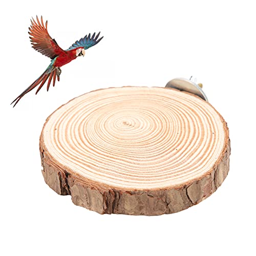 Image of Round Wooden Springboard, Parrot Perches Stand Toy Bird Parrot Perch Bird Cage Accessories for Small Parakeets Cockatiels Hamster(10cm)