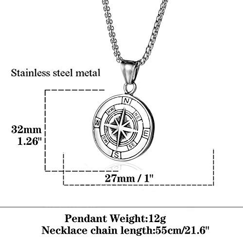 Azfvbql Compass Necklace For Men Chain Stainless Steel Compass Pendants Male Jewelry #TOP5
