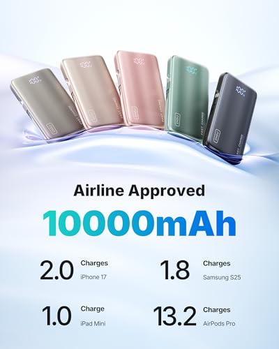 INIU 3-in-1 Power Bank with Built-in Foldable AC Wall Plug & USB C Cable, Slimmest 45W Max Fast Charging 10000mAh Portable Charger for Travel Essentials, for iPhone 17/16/15, Samsung, iPad, Laptop etc - Image 7