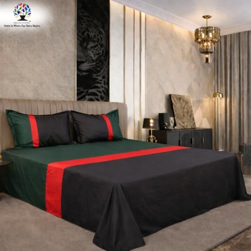 Image of Dream Living Ombre Queen Bedsheet with 2 Pillow Covers | 130 GSM | 220x250 Cm | Dark Grey & Green