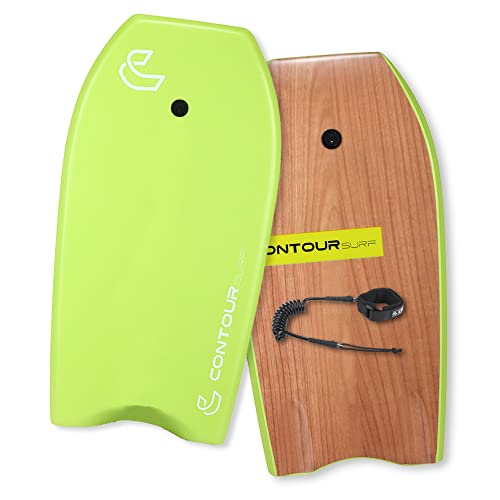 Contour Surf Tablas de Cuerpo para Playa, Ligeras y duraderas con núcleo de EPS de Doble Canal, Correa de muñeca giratoria en Espiral, Ideal para bodyboards de 37 Pulgadas para Resorts de Verano y