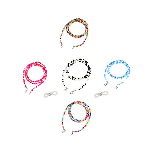 Gresunny 5pcs Brillenkette Damen Brillenband Bunt Perlen Brillen Cord Dekorative Sonnenbrille Kette Hals Lanyard Anti-Lost Brillen-Halteband Brillenketten Seil Sonnebrillen Band für Frauen Mädchen Cover