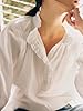 Womens White Ruffle Trim Muslin Blouse Long Raglan... #3