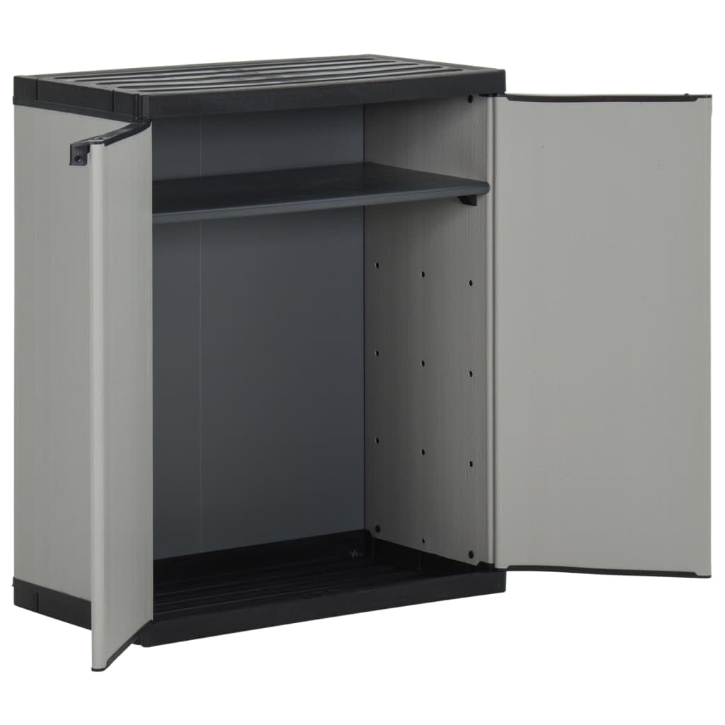 Mülltonnenbox Grau Schwarz 68x40x85 cm PP Mülltonne mit Regal 3 Recycling Müllbeutel Garten Abfall Schrank Kunststoff Müllsammler für Haushalt Außenbereich