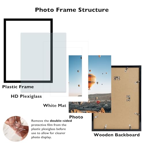 Image of JCJMY 19x25 Picture Frame with 16x22 Mat, Display Photo 16x22 with Mat or 19 x 25 Without Mat, Wall Hanging Large 19 by 25 Poster Frame with Plexiglass, Black